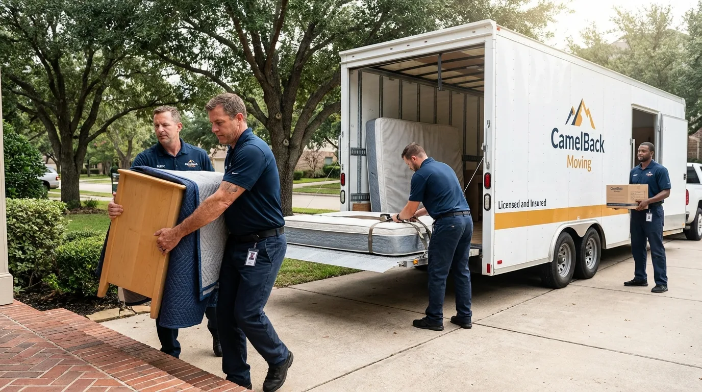 Crew loading residential truck for cross-state move from Seneca Falls, NY