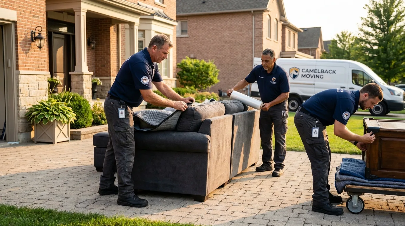 Large estate moving crew wrapping furniture in Seneca Falls, NY